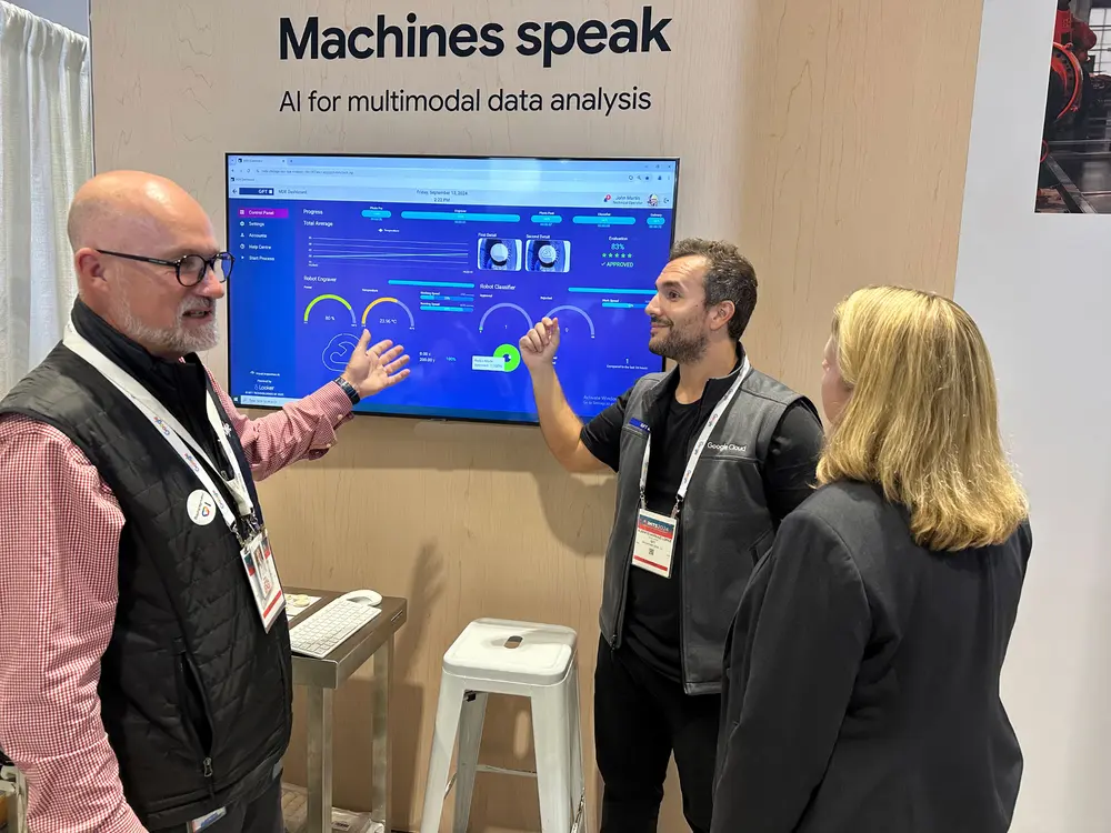 AI gaat een grote rol spelen in de maakindustrie en dat lieten exposanten op de beurs in Chicago zien, zoals GFT dat AI toepassingen gebruikt in het analyseren van machinedata