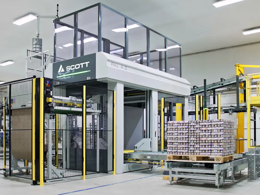 Palletizers stapelen verpakkingen