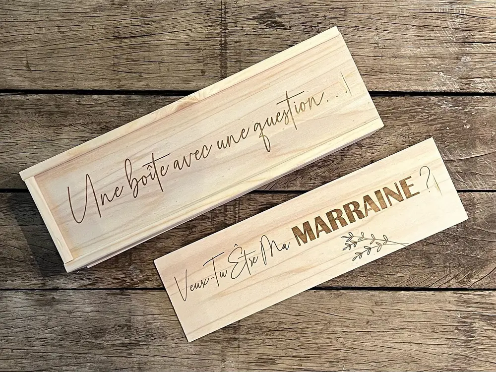 Boîte à vin avec une question
