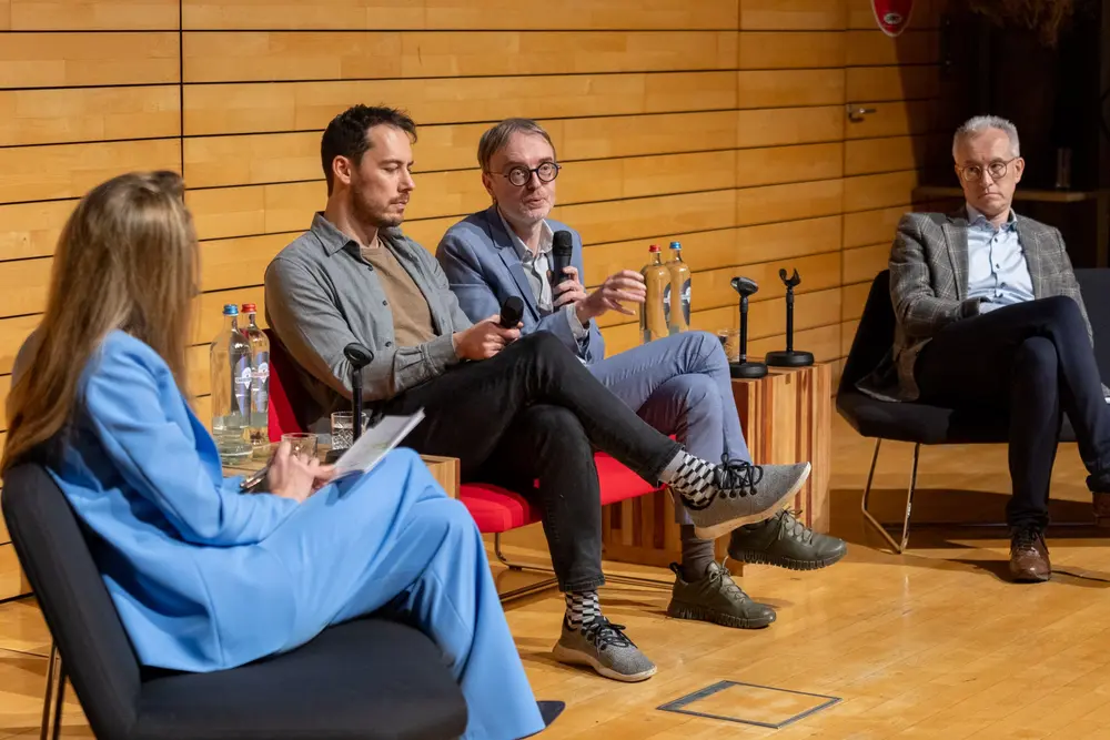 Vincent Macris (Atelier Claar), Andrew Vande Moere (KU Leuven), Johan Hanssens (Departement Economie, Wetenschap & Innovatie van de Vlaamse Overheid)