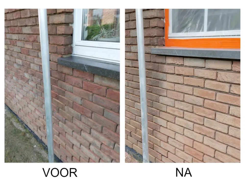 voor en na gevelreiniging