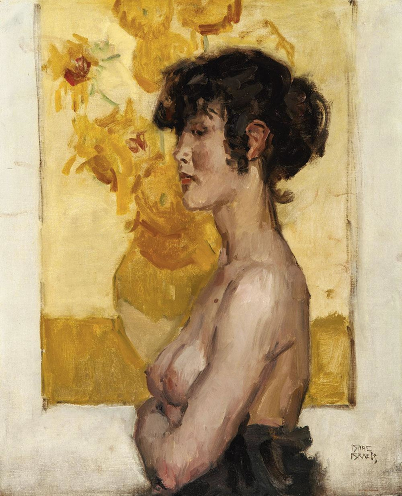 Isaac Israëls, Vrouw in profiel, voor 'Zonnebloemen' van Vincent van Gogh. Museum de Fundatie, Zwolle.