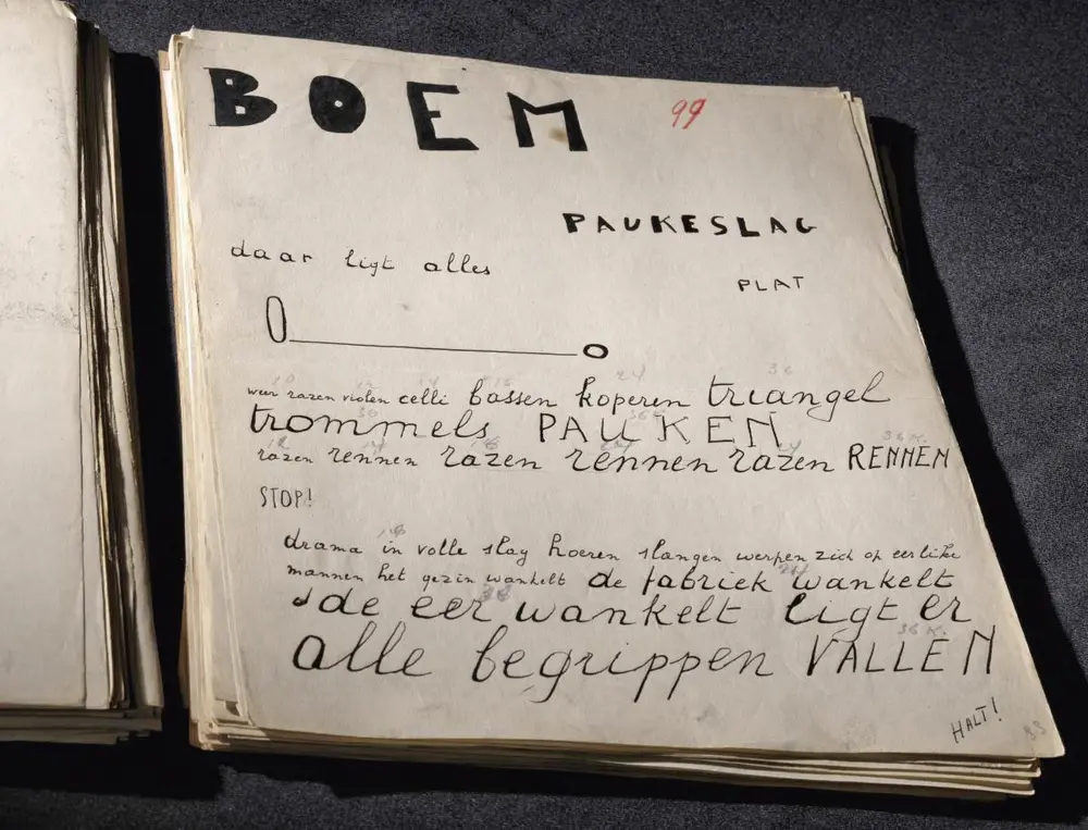 Een pagina uit het handschrift van Bezette Stad.