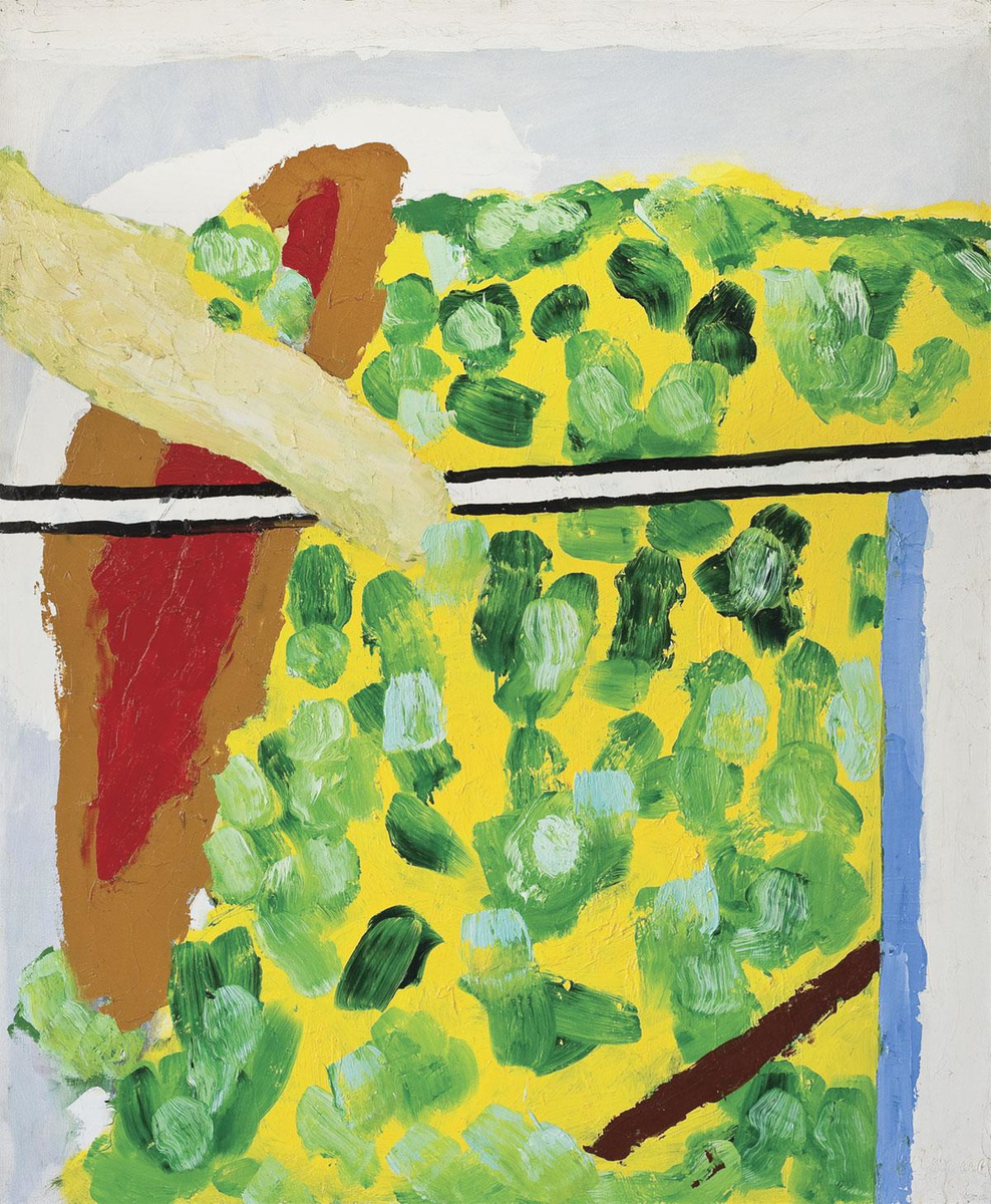 Roger Raveel, Un poteau, un signe d'herbe, etc., 1962, huile sur toile. Collection Musée Roger Raveel / Communauté flamande.
