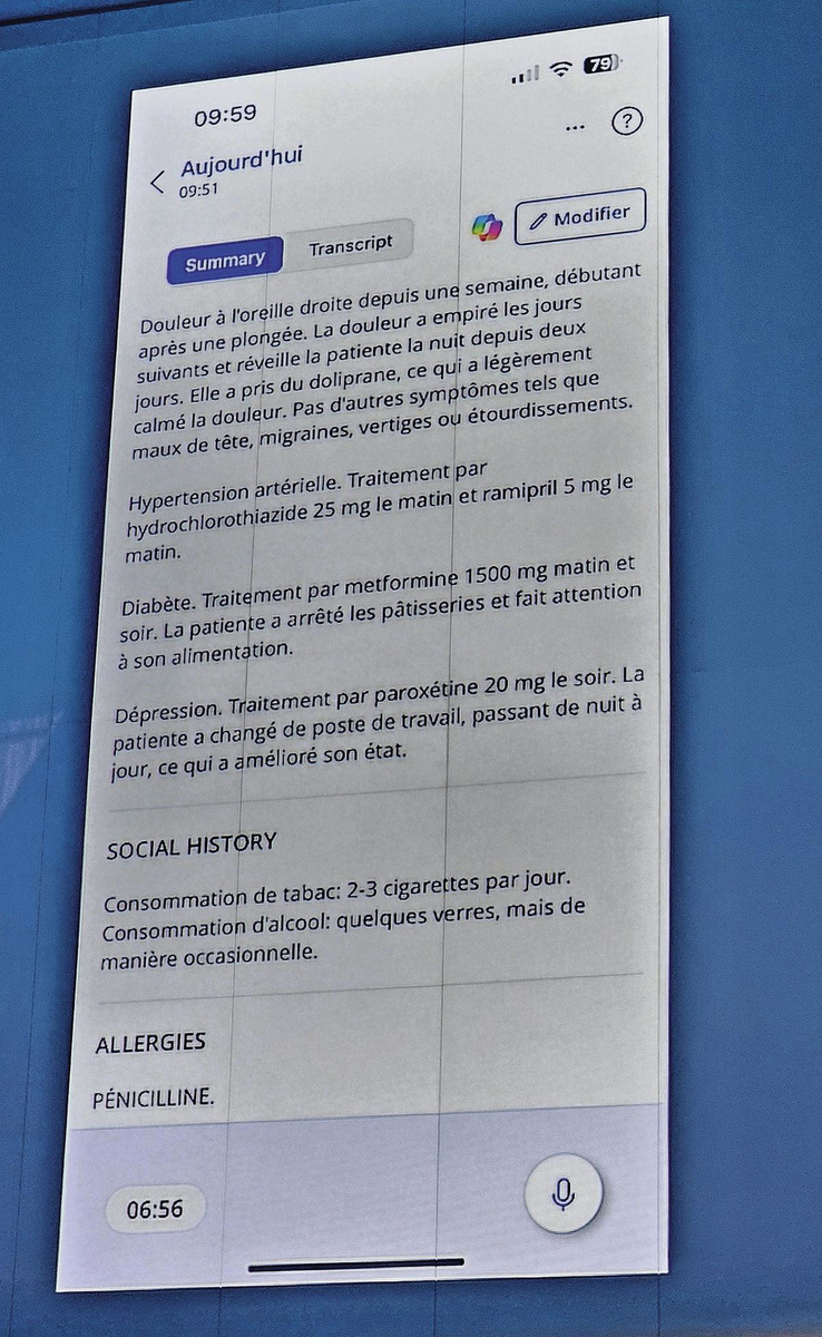 L'application a fait le tri de la conversation et n'a conservé que les éléments utiles.