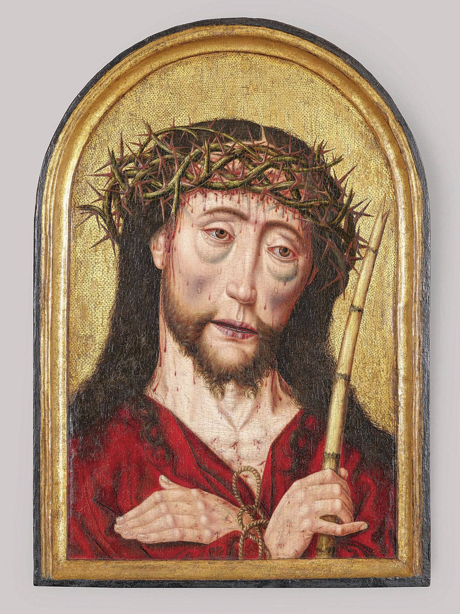 Albrecht Bouts, Man van Smarten, begin 16de eeuw. Musea Brugge, in langdurige bruikleen van de Koning Boudewijn Stichting.