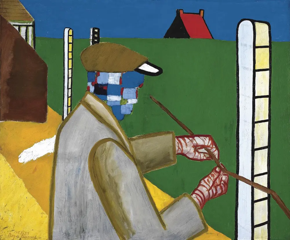 Man met ijzerdraad in tuin, 1952-1953, Collectie Vlaamse Gemeenschap/Roger Raveel Museum.