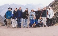 "De begeleide groep op de Inca trail. Ik ben de derde van rechts."