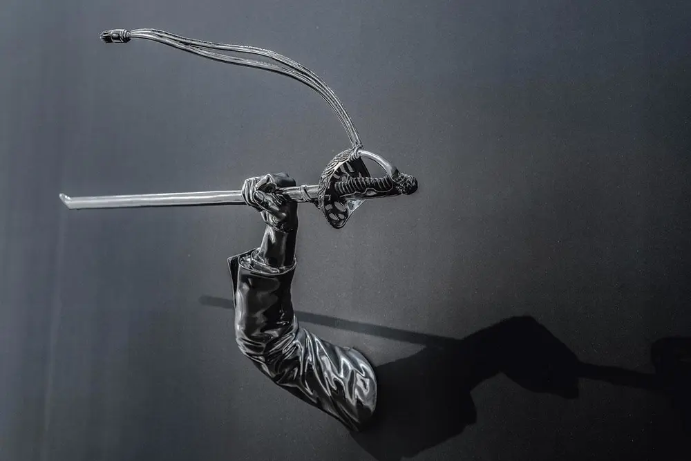 Hank Willis Thomas, Justice, Peace, Work (Stolen Sword Punctum), 2019.