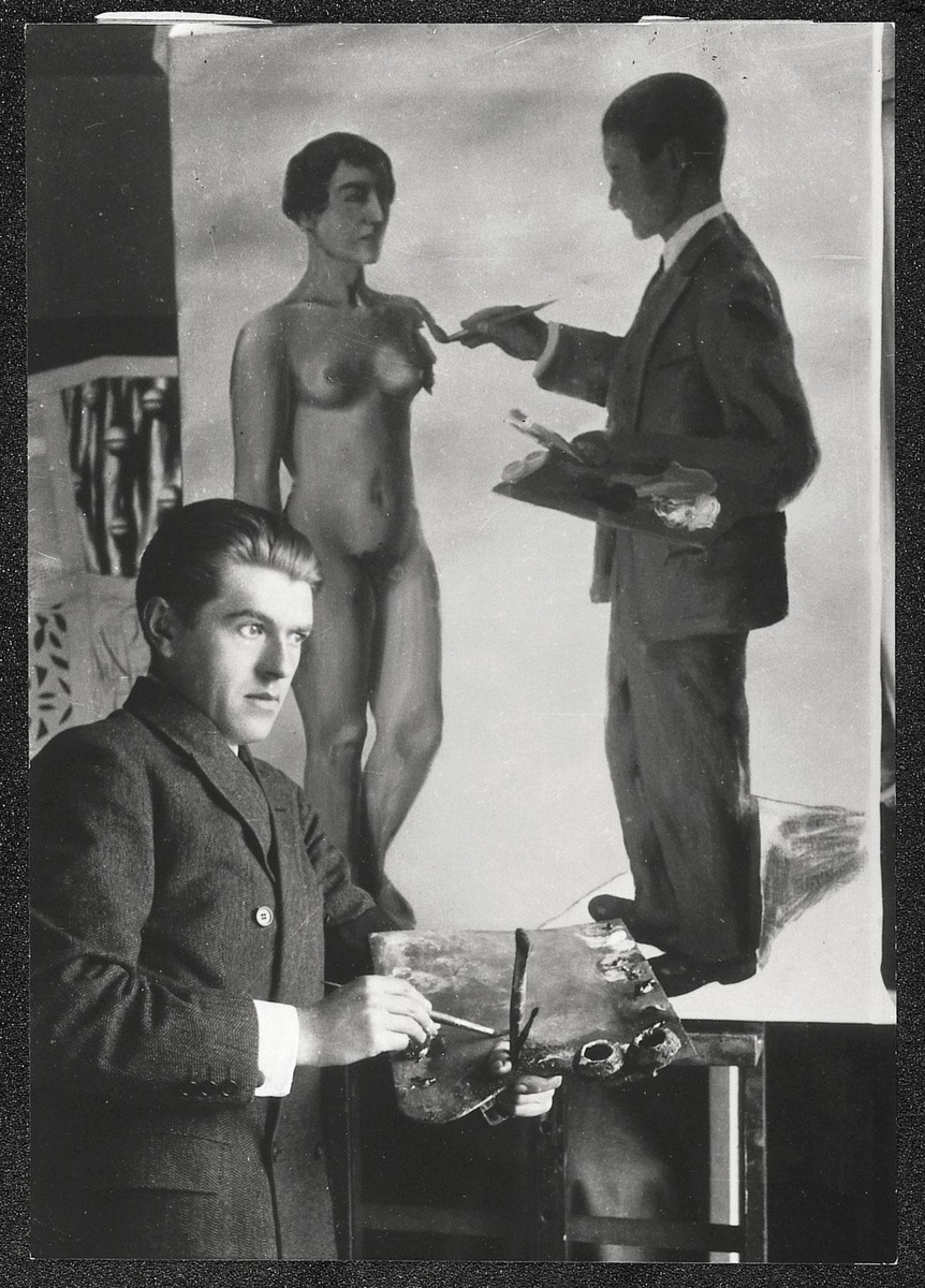 Magritte en train de peindre "attempting the impossible" 1928