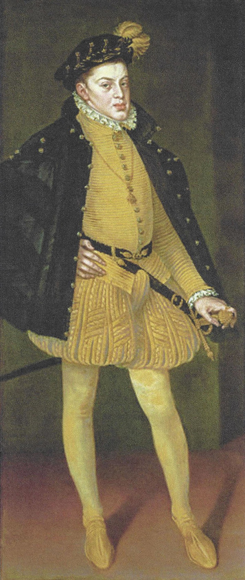 Alonso Sanchez Coello (?-1588) , Portret van Don Carlos, Prins van Asturië, 1564. Kunsthistorisches Museum, Wenen.