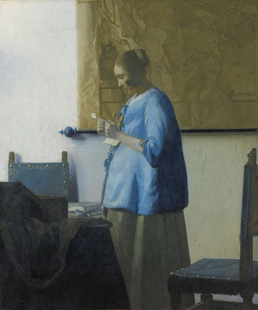 Johannes Vermeer, Brieflezende vrouw in het blauw, ca 1662-64, Rijksmuseum, Amsterdam. Bruikleen van de gemeente Amsterdam, legaat A. van der Hoop.