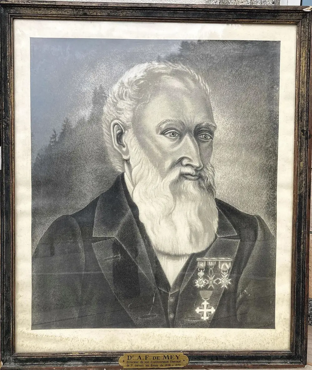 Lithografie met het portret van dr. Aloysius-François De Mey.