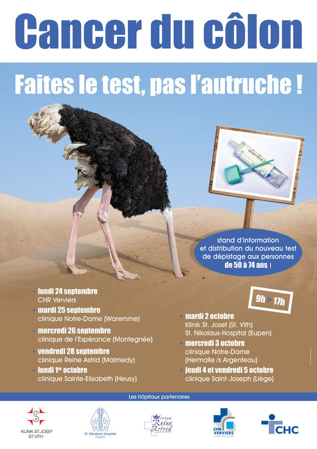 Cancer colorectal : faites le dépistage, pas l'autruche !