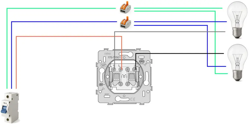 Schakelschema van een serieschakelaar