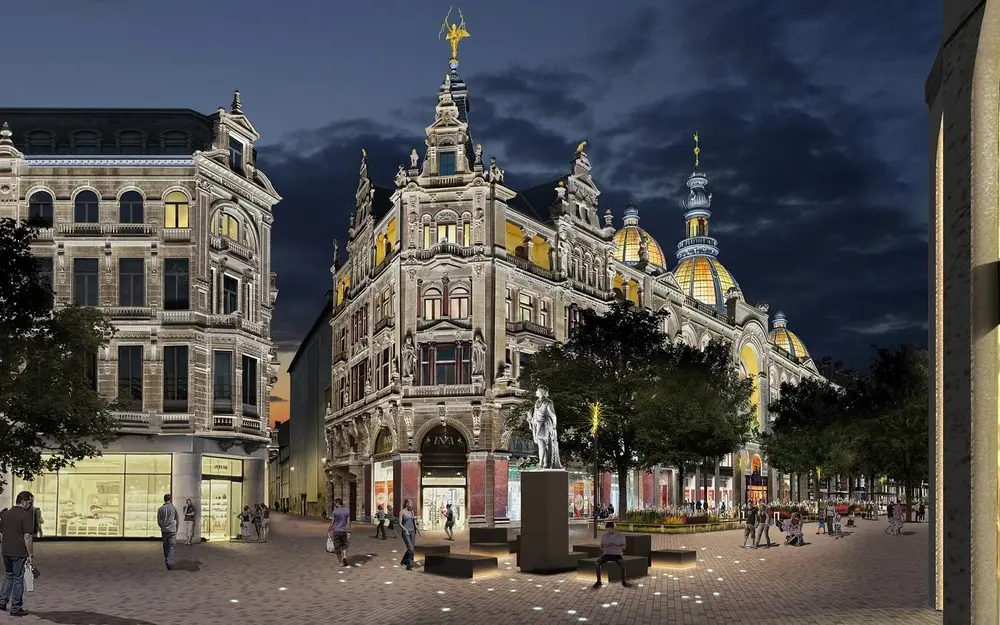 Nachtbeeld Meir in Antwerpen