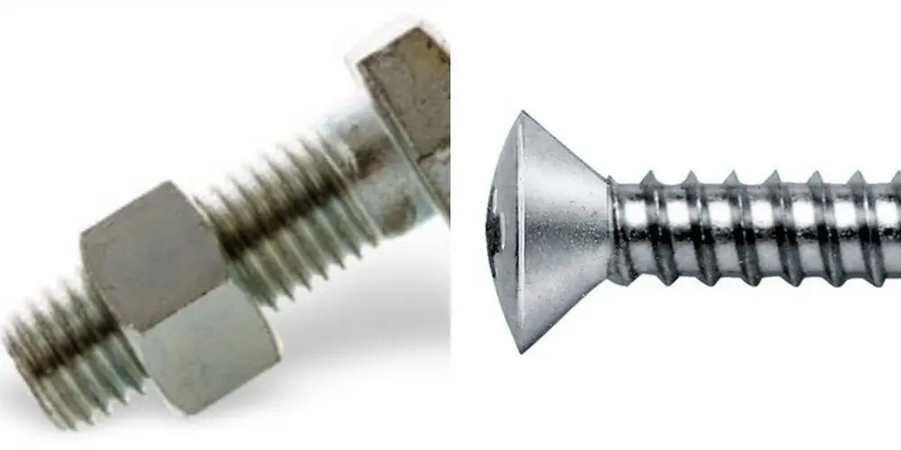 Links: metrische draad, rechts: houtdraad