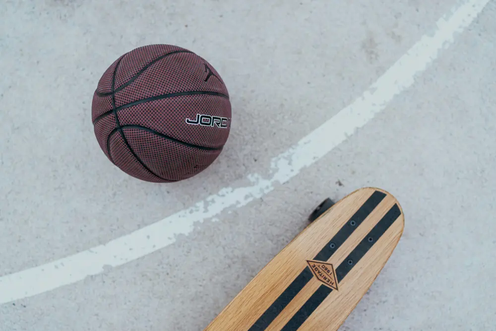 basketbal en longboard