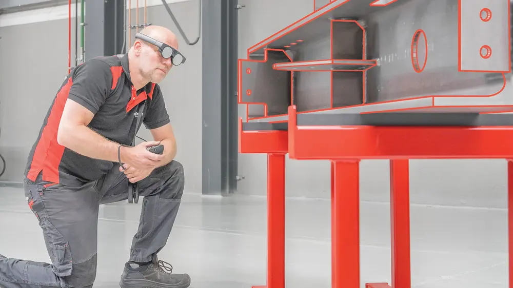 LogicSteel XR het digitale model rechtstreeks op het fysieke werkstuk