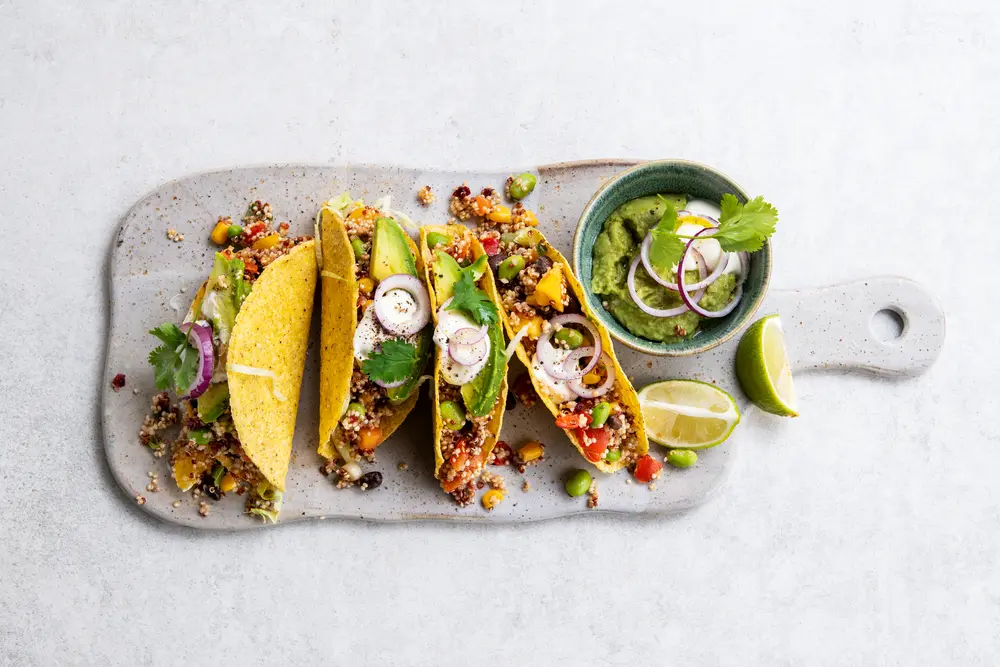 zwarte bonen, zoete maïs, gegrilde rode