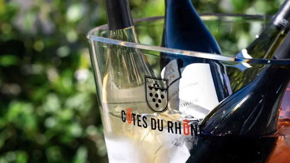 Cotes du Rhone wijn in koeler