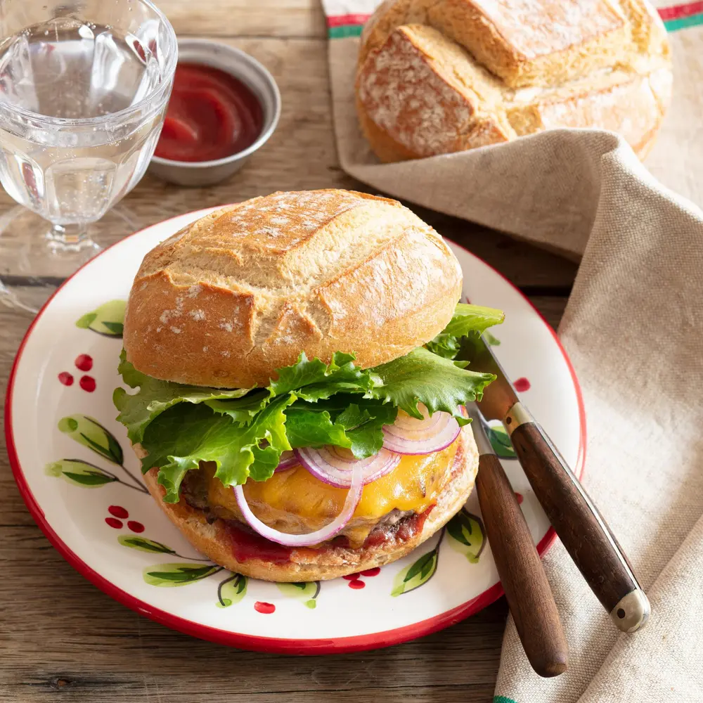  Burger en Italiaans brood Délifrance