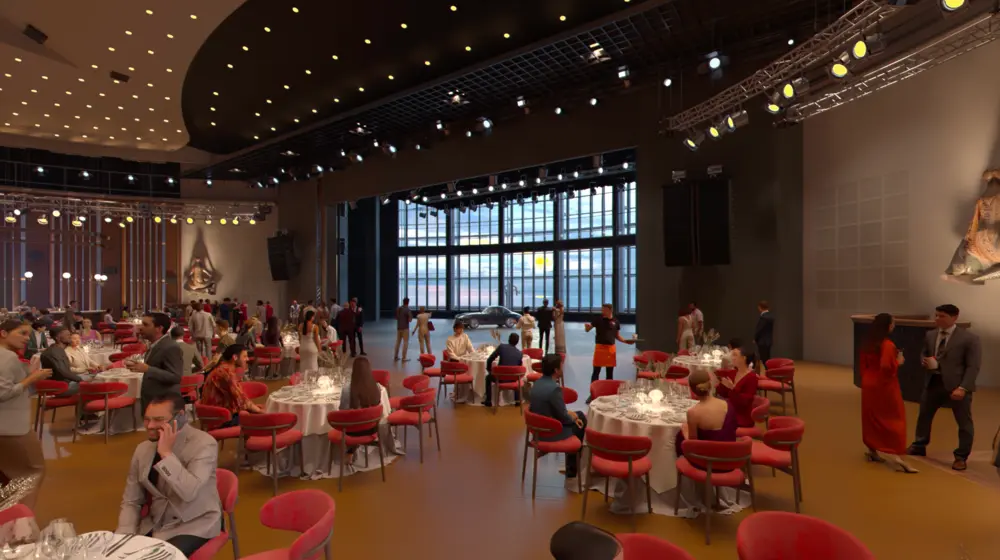 Grote zaal met zicht op zee