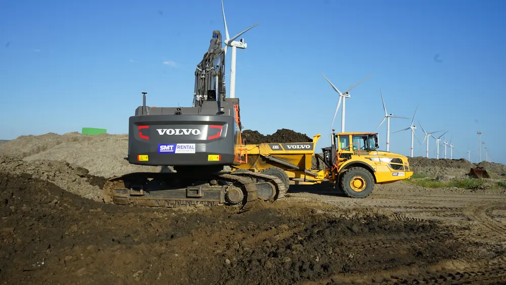 Dumper en graafmachine Volvo