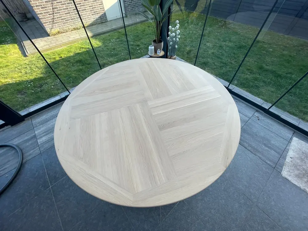 Wintertuin-tafel in gerecupereerd eik