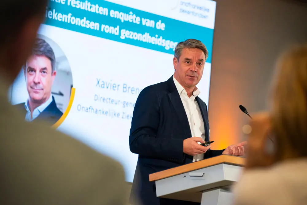 Xavier Brenez op het symposium over gezondheidsgegevens