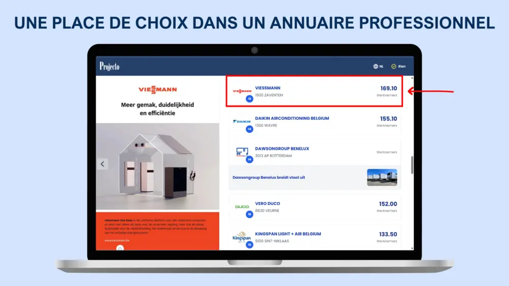 plaats in adressengids fr