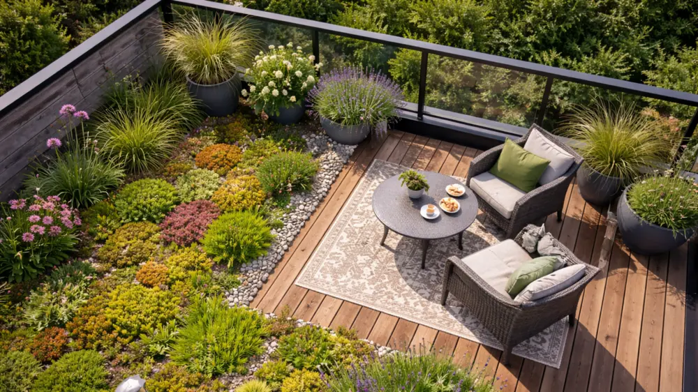 Daktuin met groendak en terras