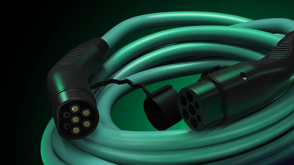 Robuuste ERA Type 2-EV-laadkabel voor AC-laden, geschikt voor één- en driefasige toepassingen tot 22 kW, ontworpen voor intensief professioneel gebruik