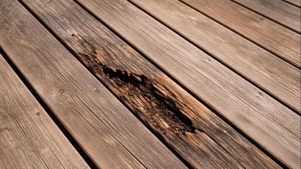 Rotte plank in terras