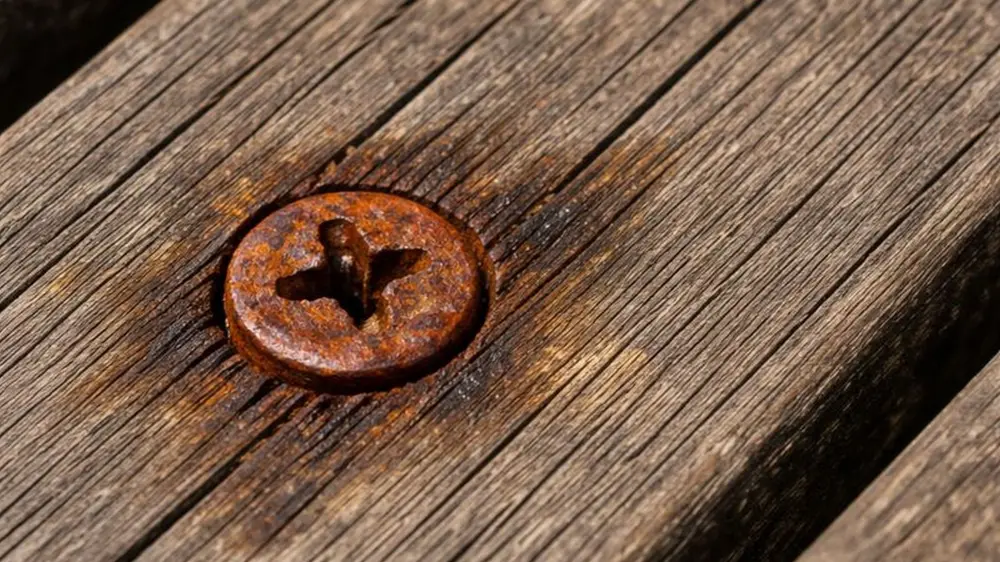 Gecorrodeerde schroef terrasplanken
