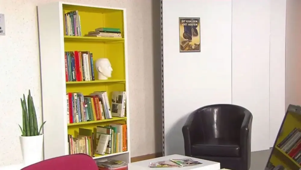 boekenkast met plant