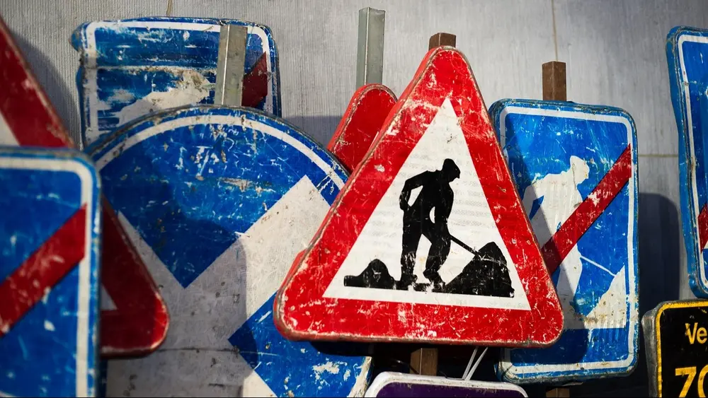 foto verkeersborden wegenwerken