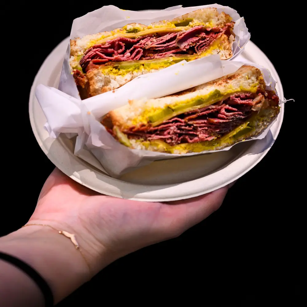 snacking pastrami sandwich