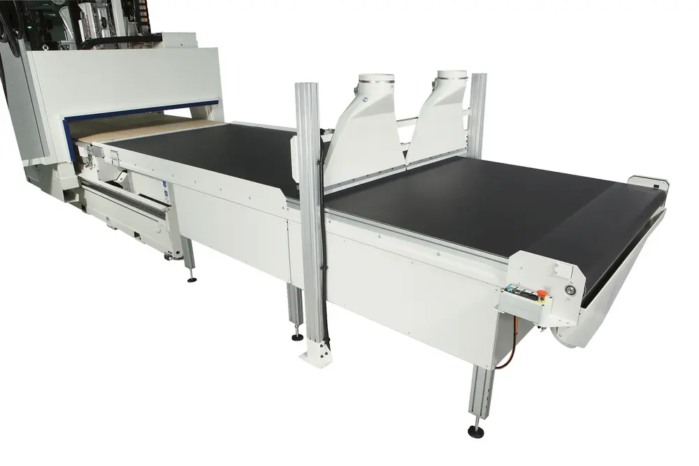 Afzuigunit boven het afvoertapijt