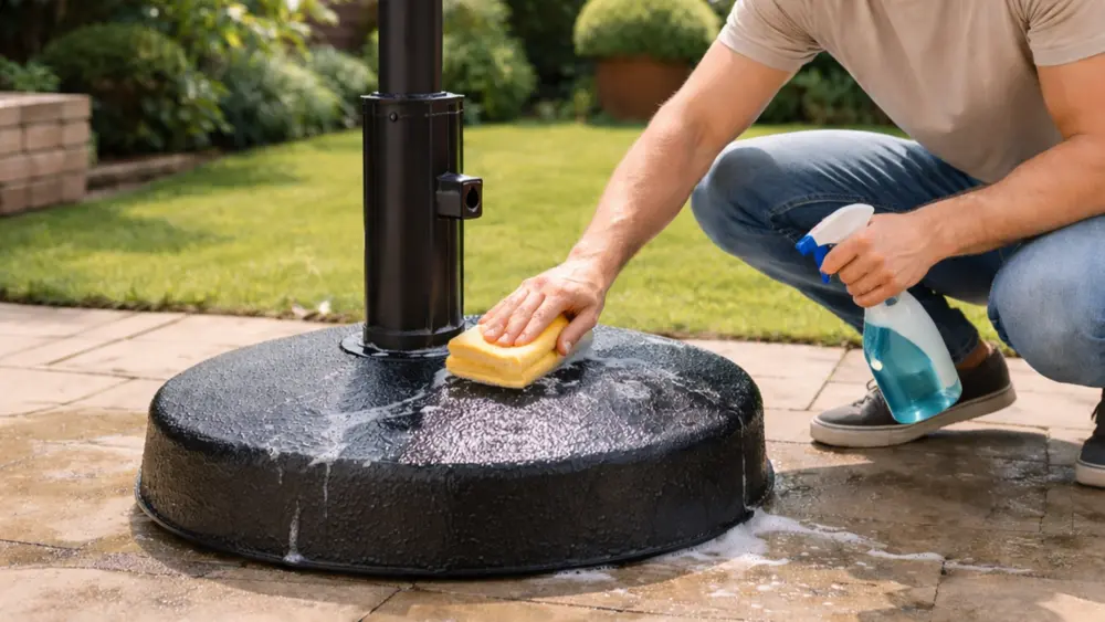 parasolvoet wordt gekuist