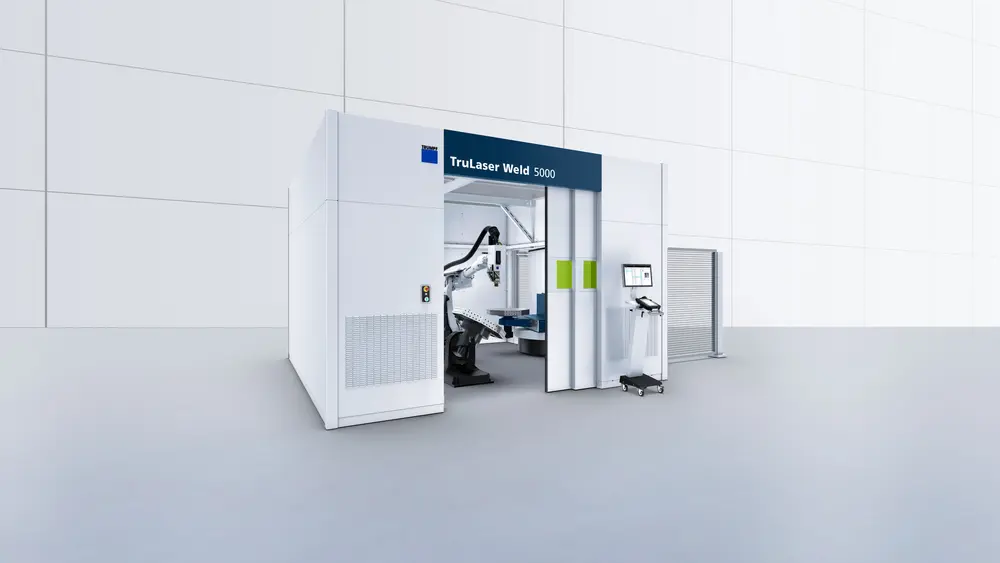 De nieuwe generatie van de geautomatiseerde laserlasmachine TruLaser Weld 5000 kan aanzienlijk sneller en eenvoudiger worden ingesteld. Dankzij de nieuwe TeachLine Touch-modus kunnen gebruikers hun lasprogramma's rechtstreeks op het scherm van de machine optimaliseren. (foto Trumpf)