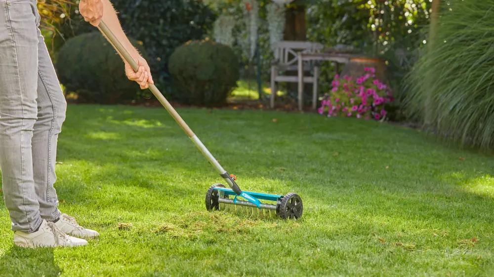 verticuteerhark gardena op wieltjes