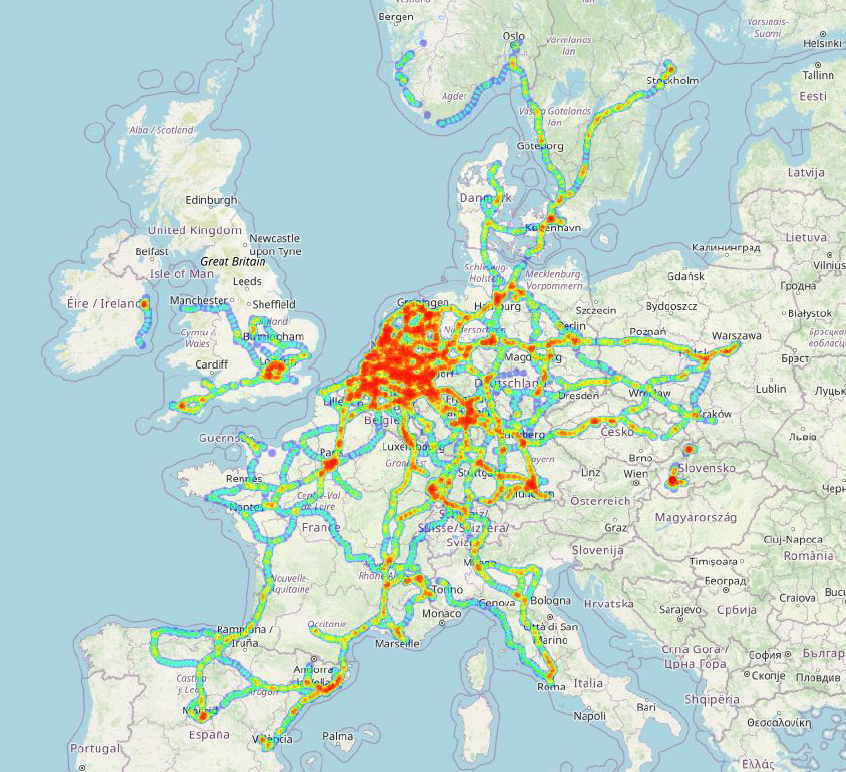 Gereden routes tijdens het project