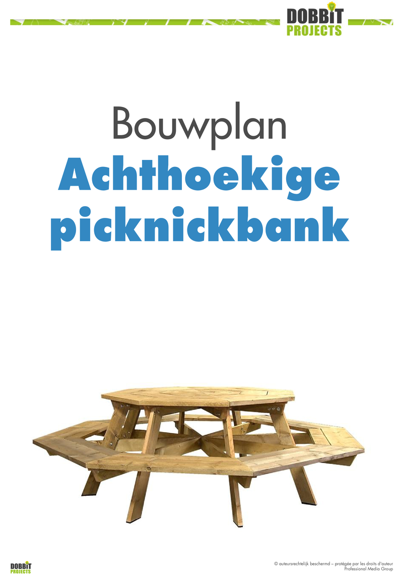 Achthoekige picknickbank