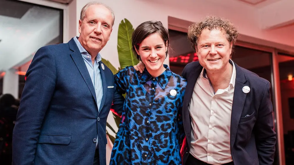 De drie oprichters van Z-Invite tijdens het kick-off moment in Antwerpen. V.l.n.r: Patrick Vermaeke, Natalie Welleman en Wim Voss