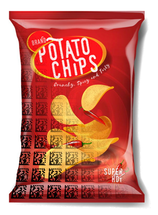 Onzichtbaar watermerk op chipsverpakking
