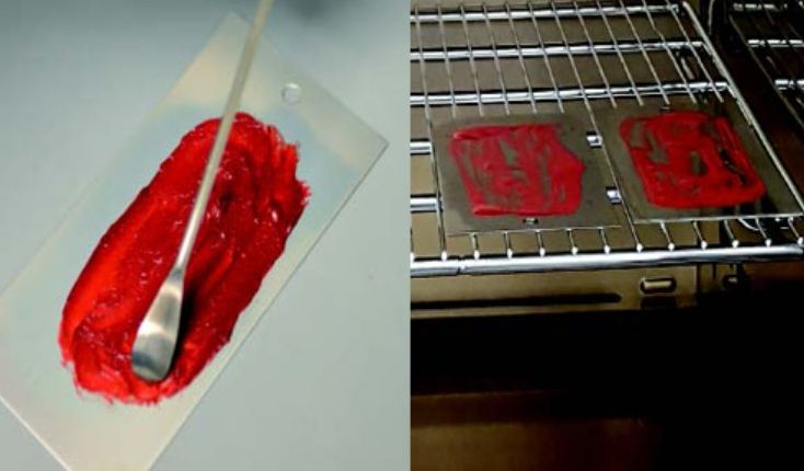 &lsquo;Vuil&rsquo;-oplossing door middel van pipet of ander hulpmiddel op de coupon aanbrengen, gevolgd door nadrogen