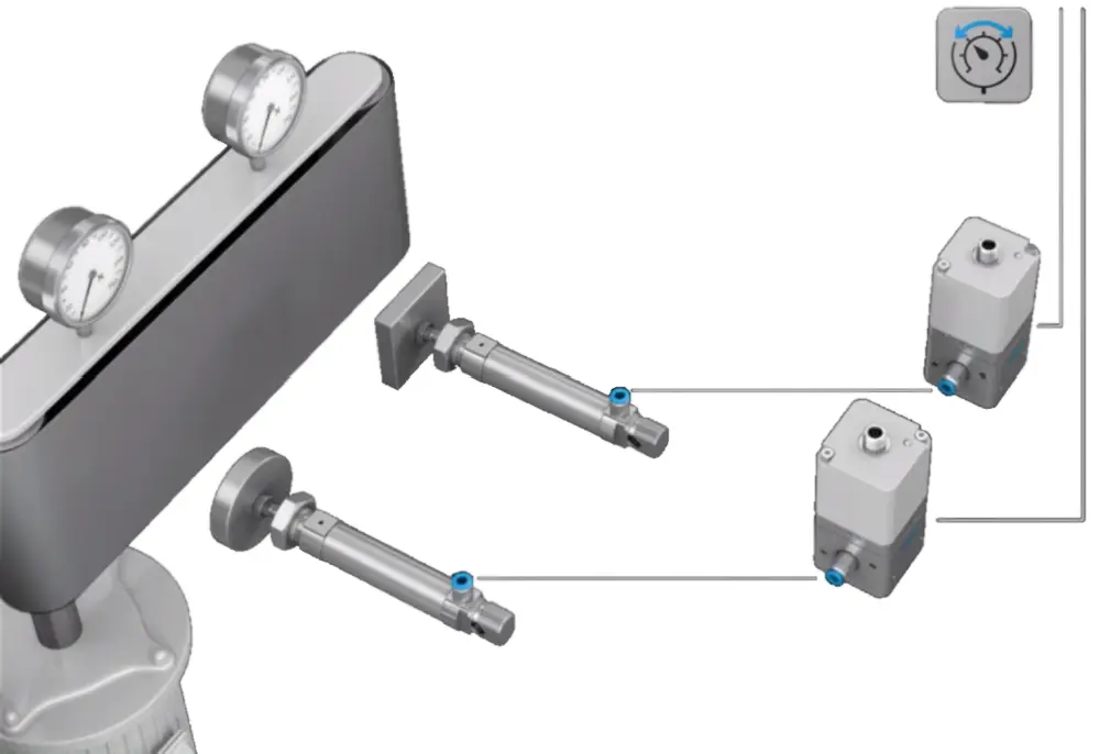 Steeds meer apps zullen onderdelen aansturen – hier een proportionele drukregeling met twee onderling onafhankelijke regelaars per klep