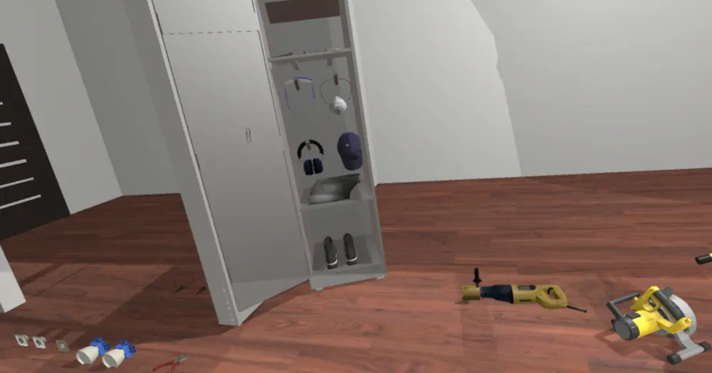 De VR-omgeving geeft je een zo echt mogelijke ervaring. Dat houdt ook in dat je pas kunt beginnen werken als je alle nodige veiligheidsmaatregelen hebt getroffen