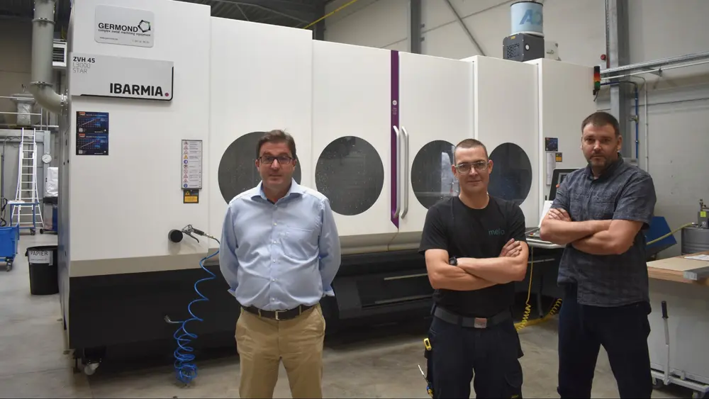 Bart Willem (Germond), Frédéric Geboers en Jan Wijnen (Menco) voor de nieuwe machine